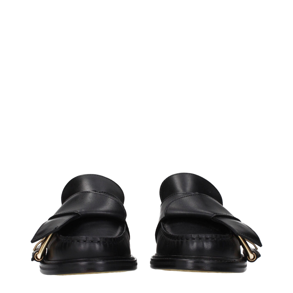 Black Leather Slip-On Loafers