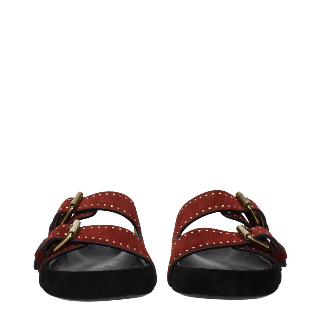 Red Leather Slippers Sandals