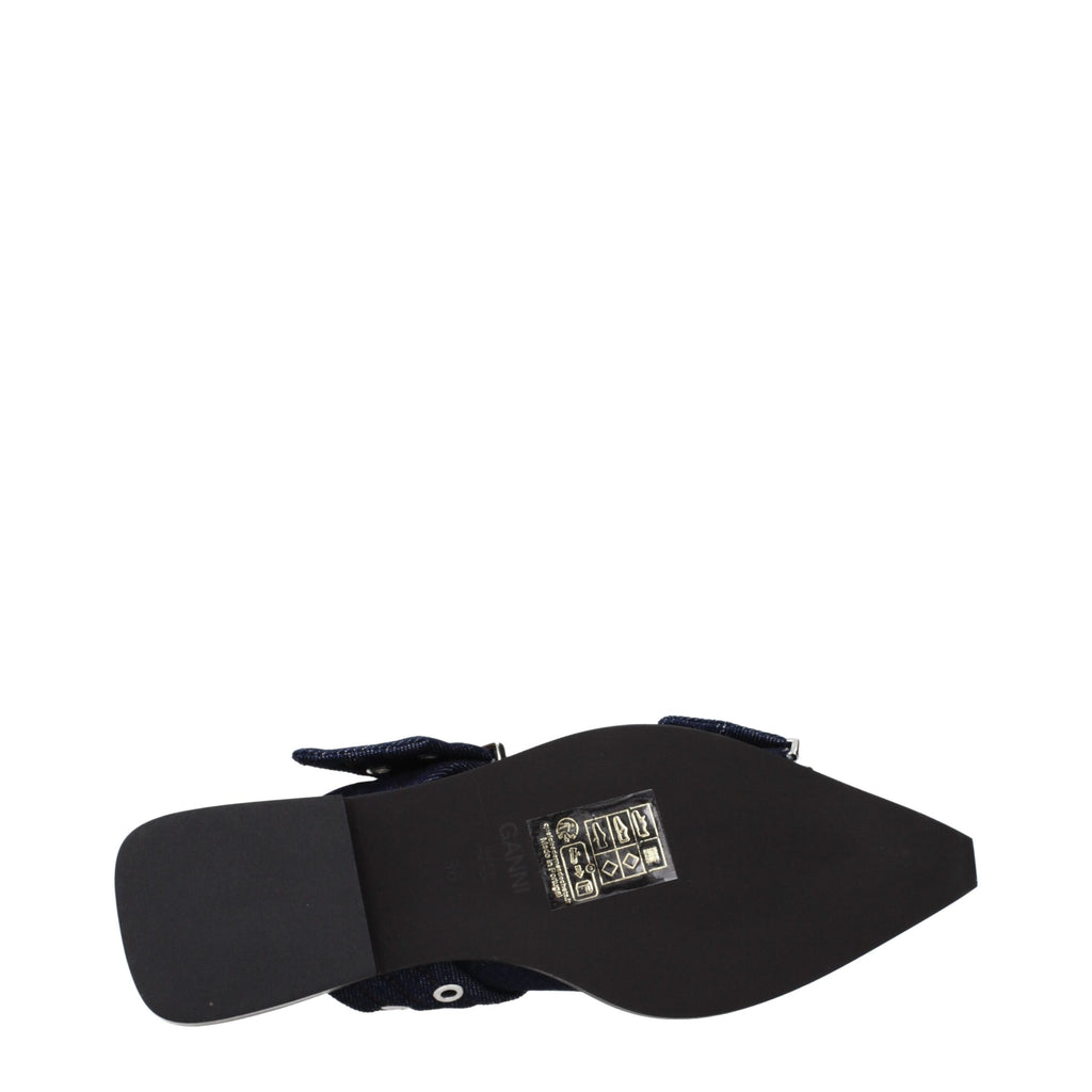 Blue Fabric Flat Sandals