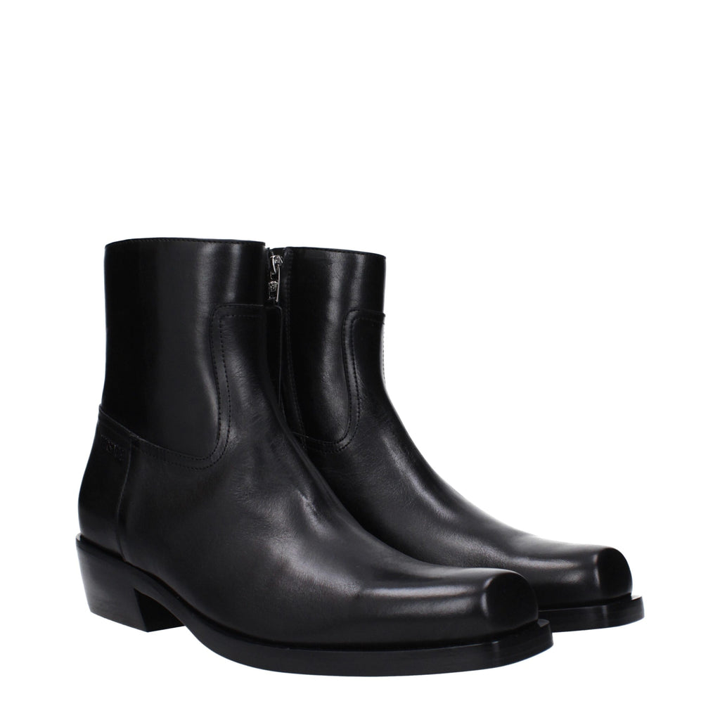 Black Leather Ankle Boots