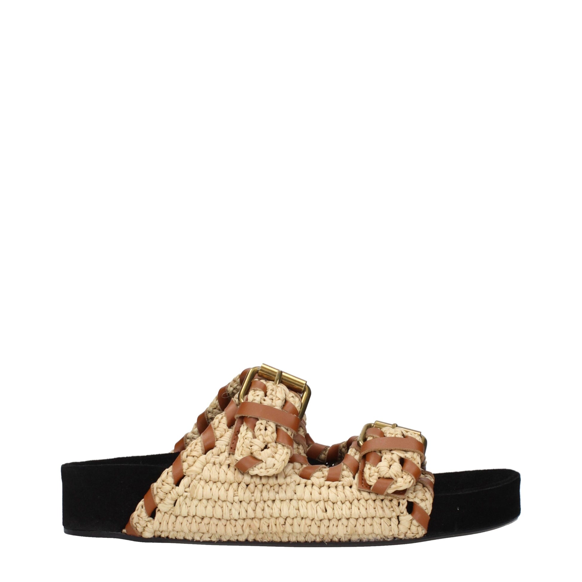 Beige Raffia Slippers