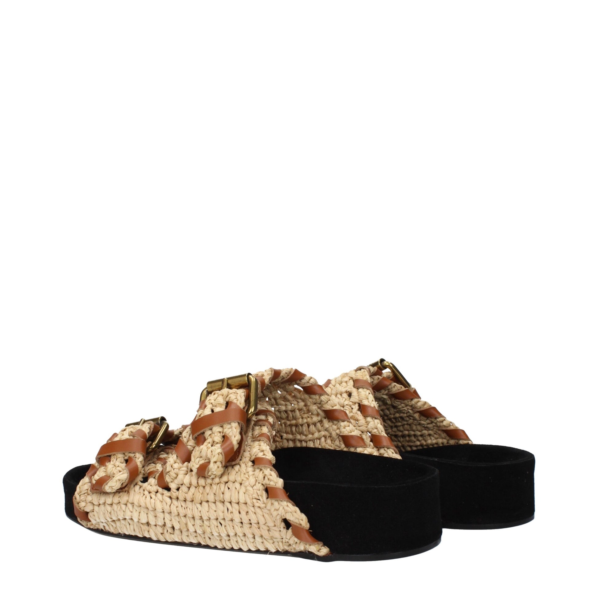 Beige Raffia Slippers