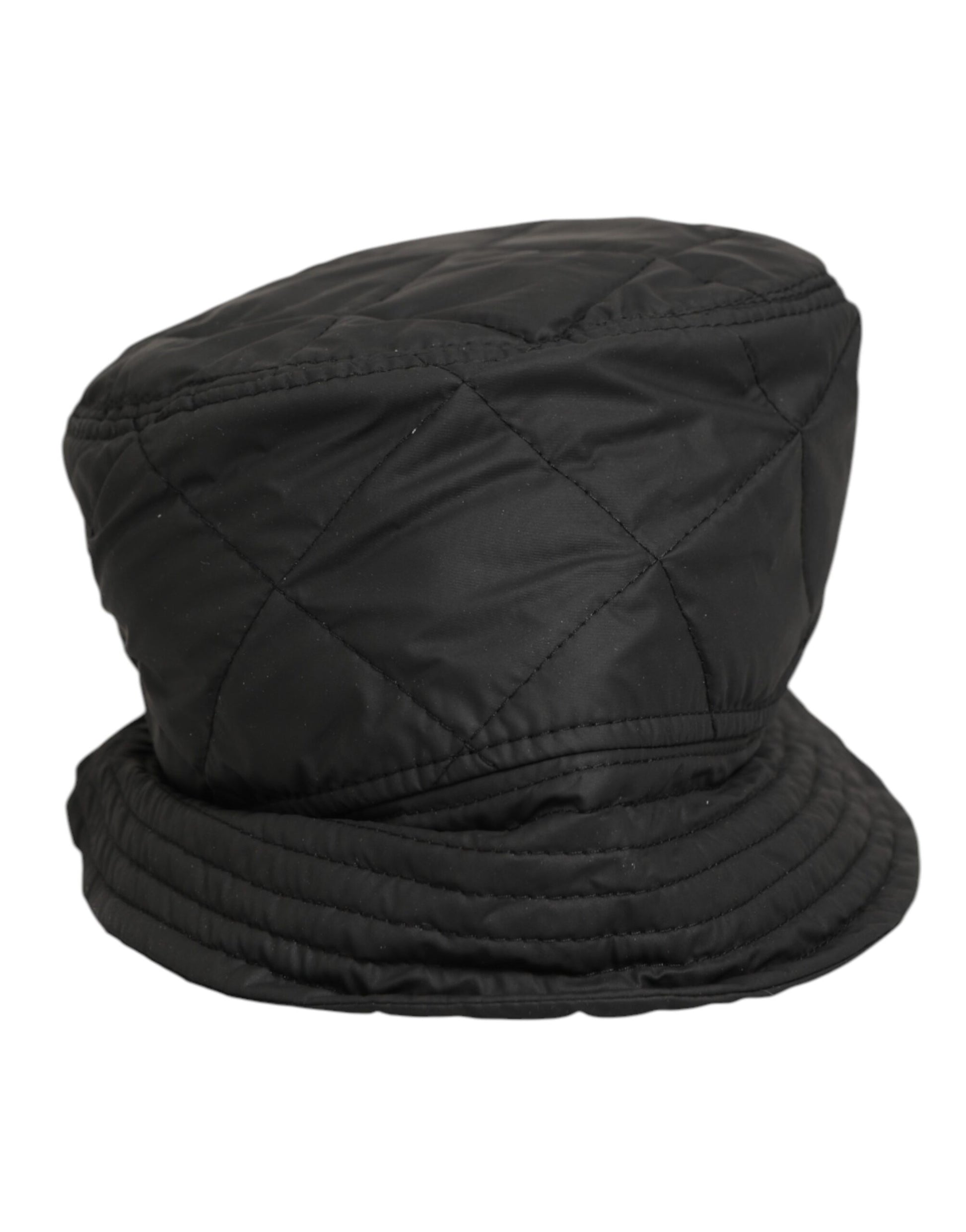 Black Nylon Quilted Bucket Men Capello Hat