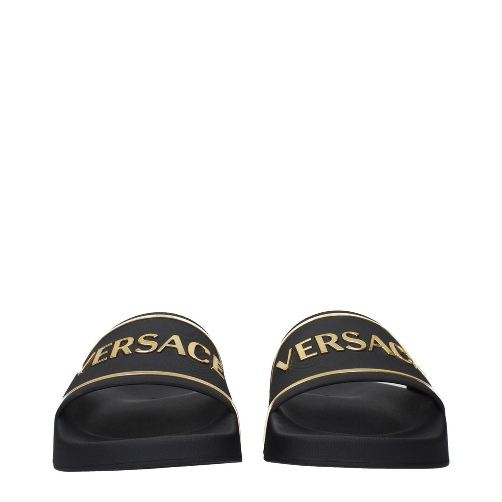 Black Cotton Slippers Sandals
