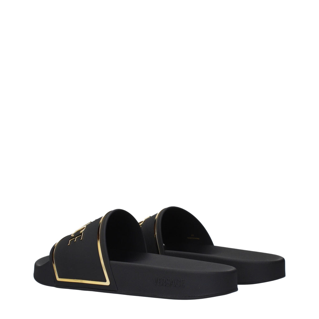 Black Cotton Slippers Sandals