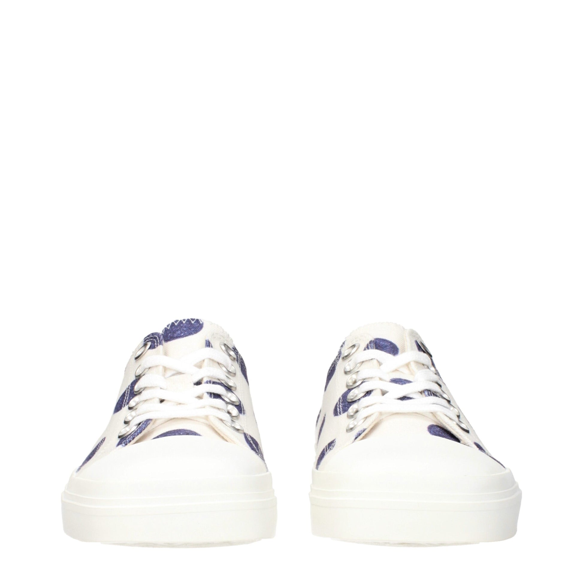 White Fabric Low Top Sneakers