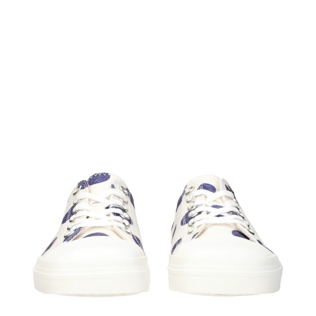 White Fabric Low Top Sneakers