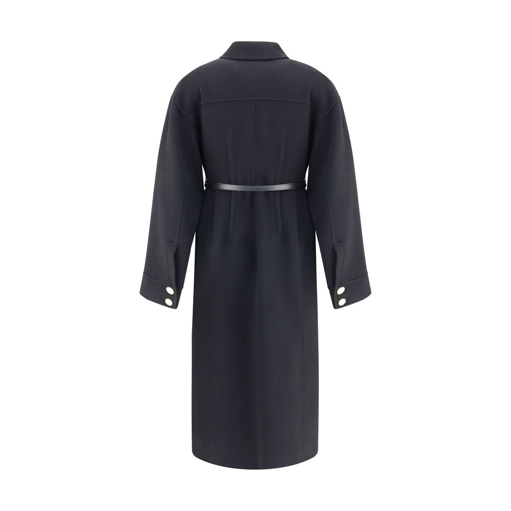 Black Fleece Wool Coat