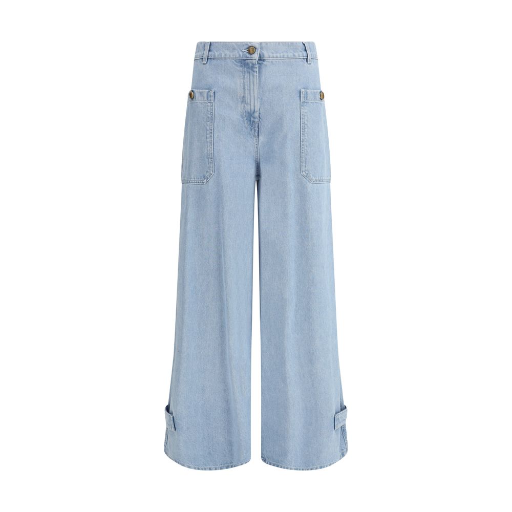 Light Blue Cotton High-Waisted Jean
