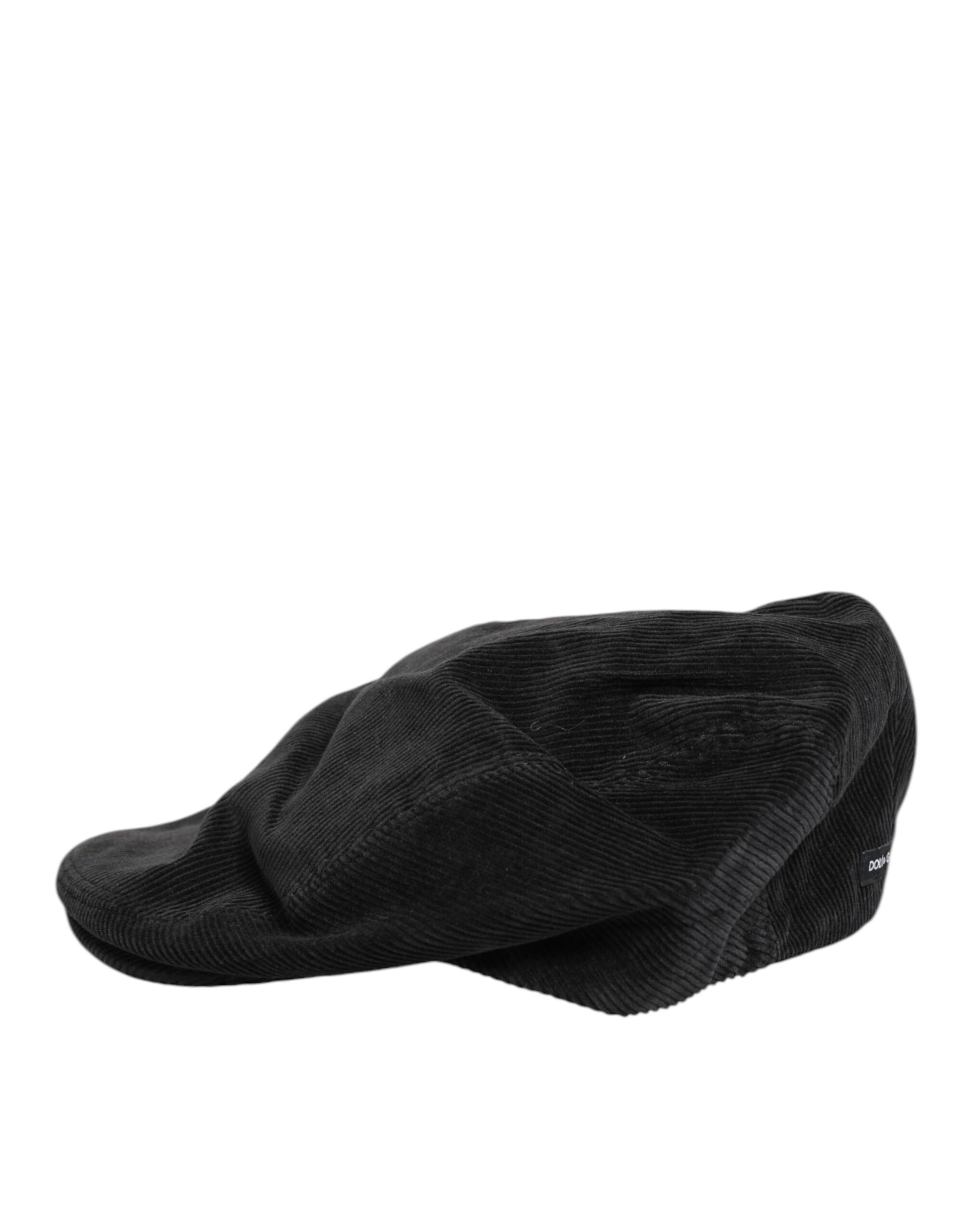 Black Cotton DG Logo Newsboy Cloth Capello Hat