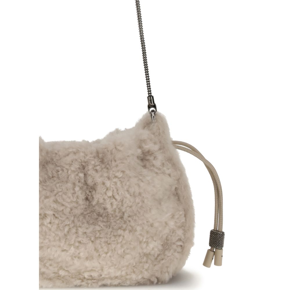 Gray Fur Shoulder Bag