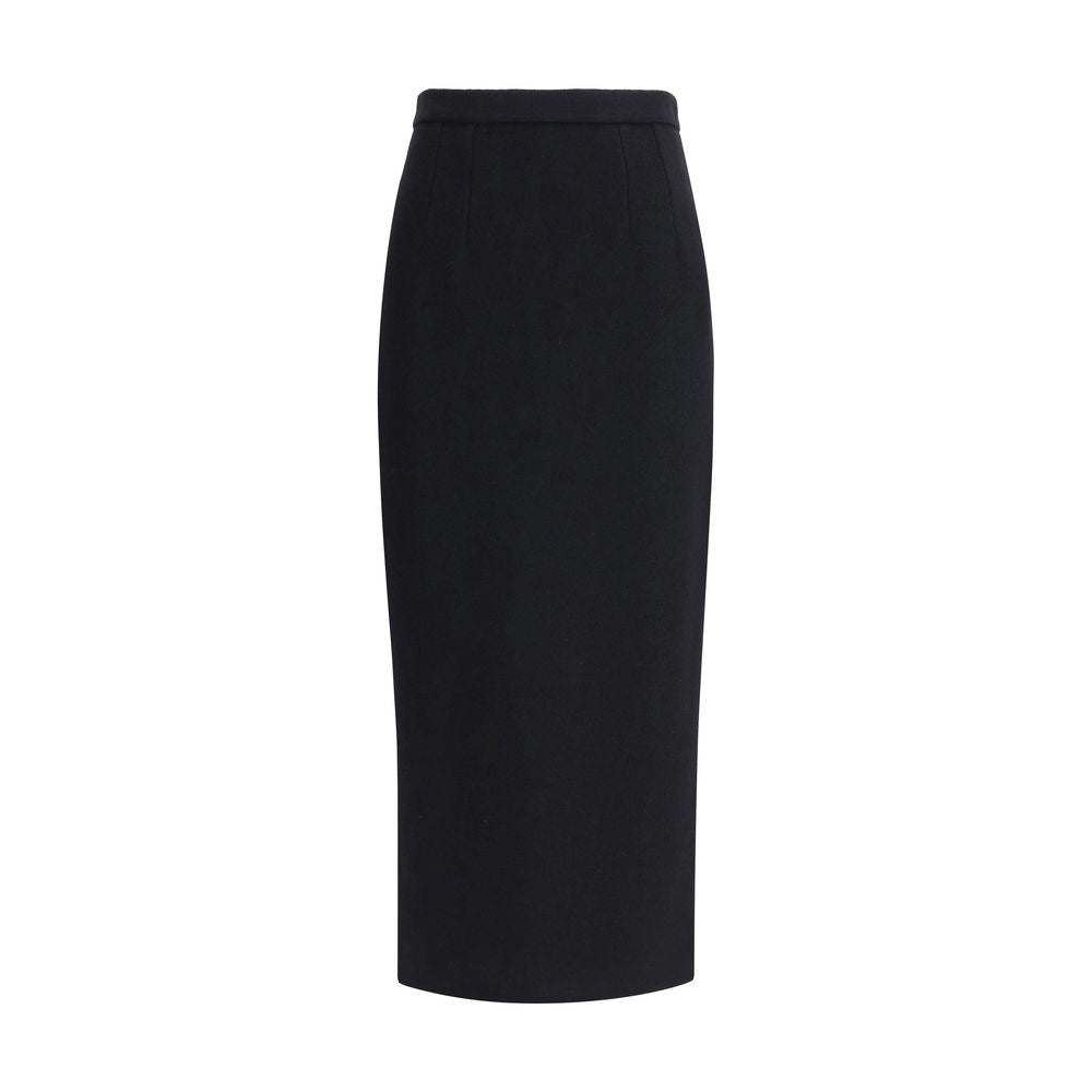 Black Fleece Wool Long Skirt