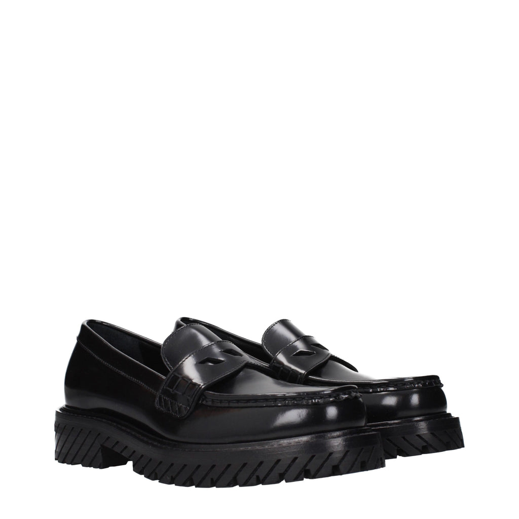Black Leather Slip-On Loafers
