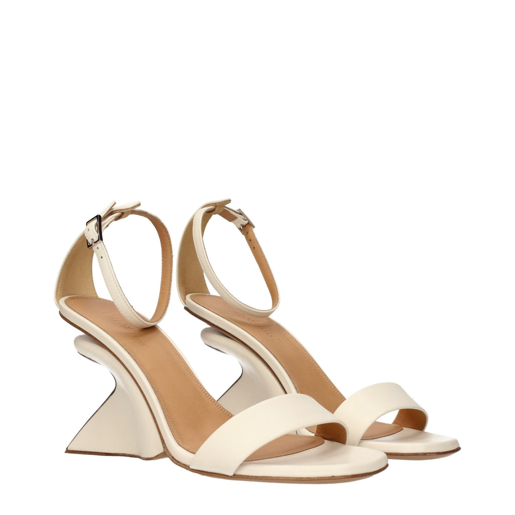 Beige Leather Platform Sandals
