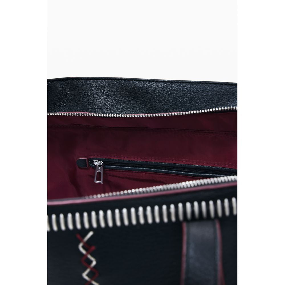 Black Polyethylene Women Handbag