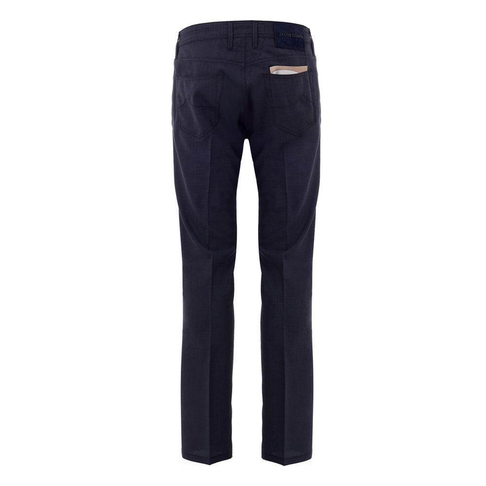 Blue Wool Casual Pants