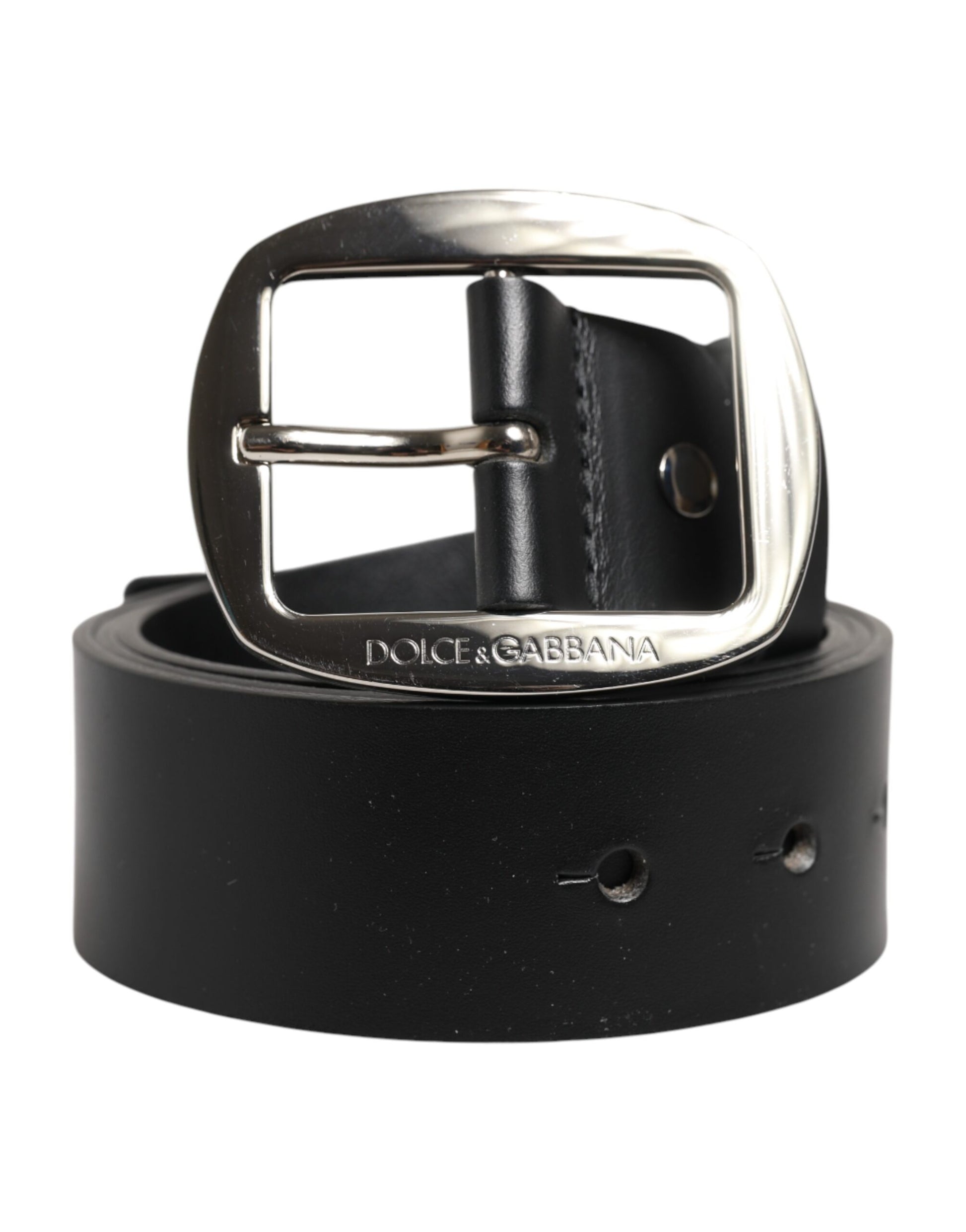 Black Leather Classic Metal Buckle Men Belt