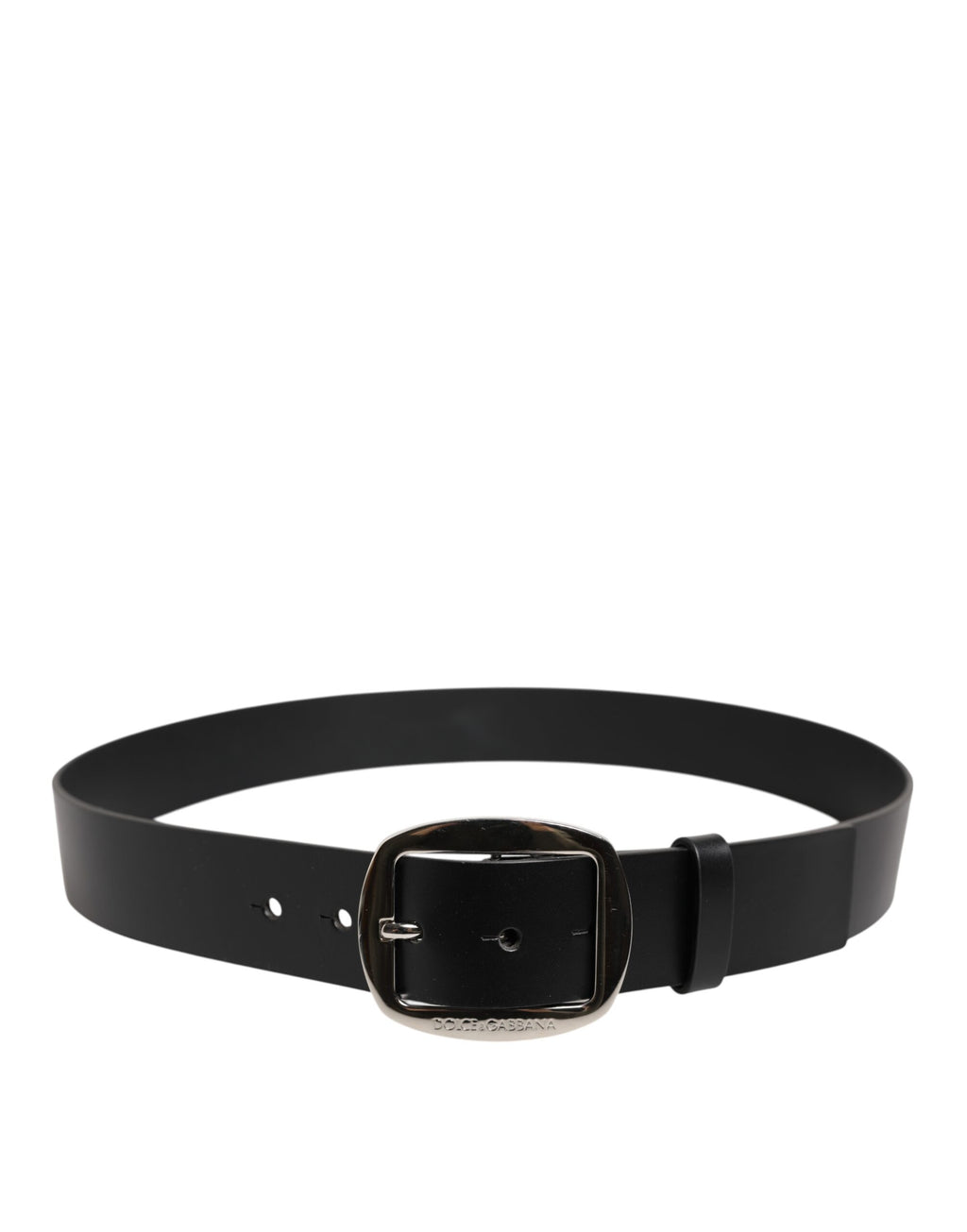 Black Leather Classic Metal Buckle Men Belt