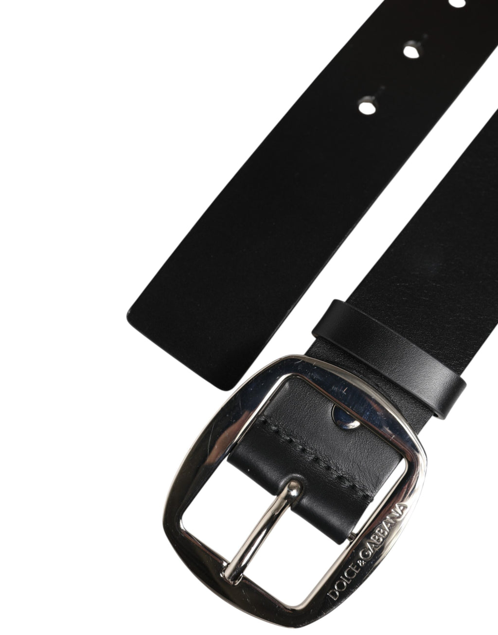 Black Leather Classic Metal Buckle Men Belt