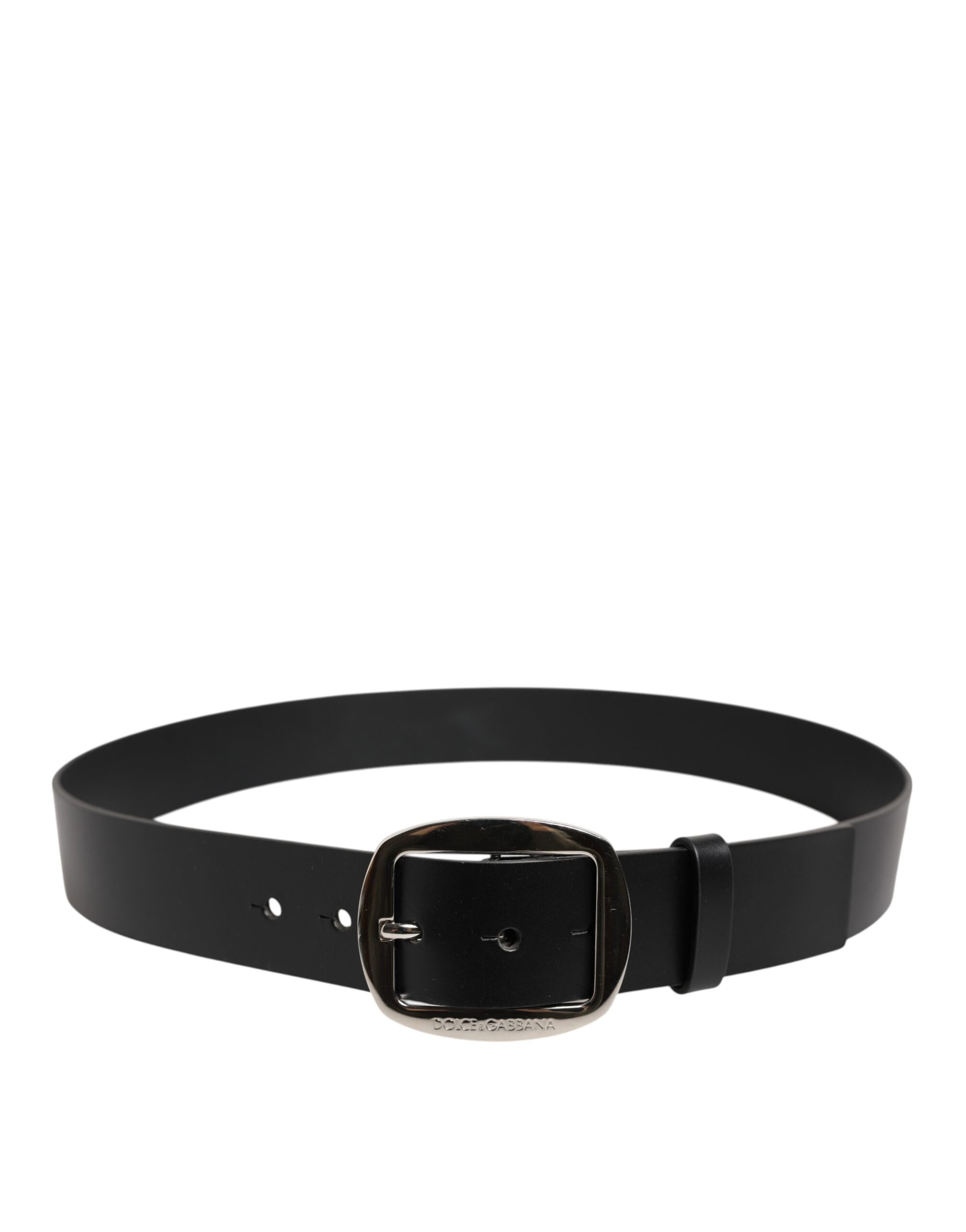 Black Leather Classic Metal Buckle Men Belt