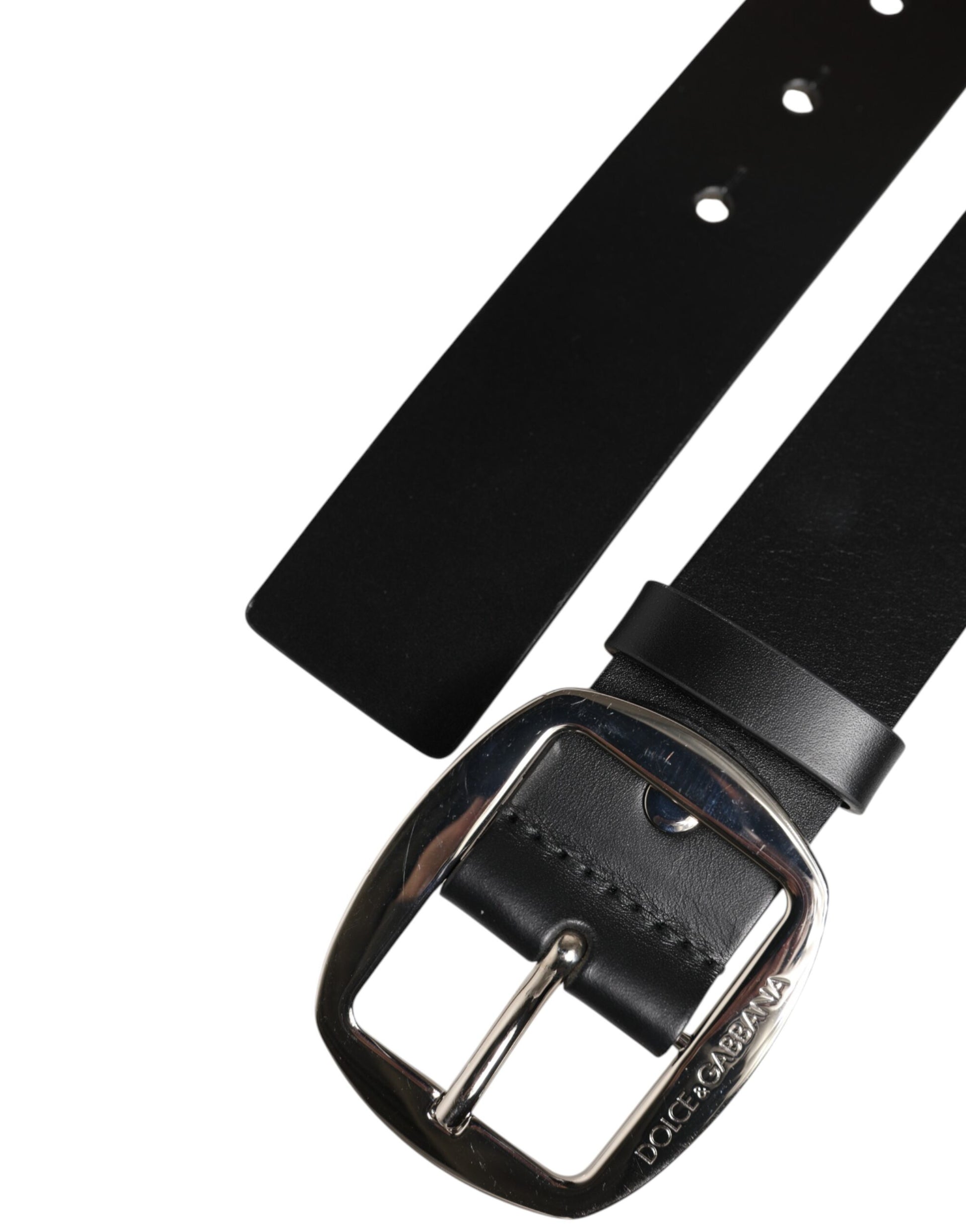 Black Leather Classic Metal Buckle Men Belt
