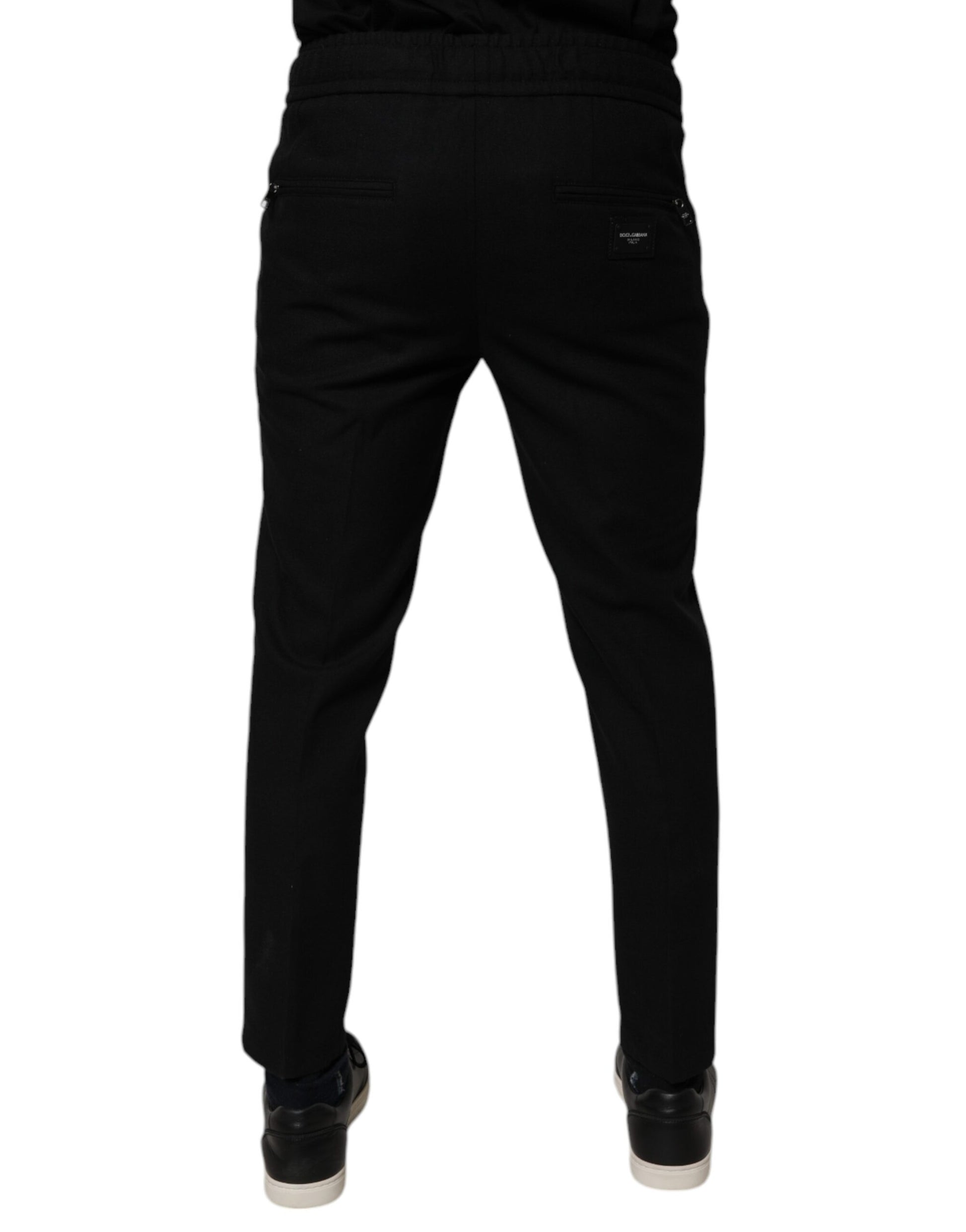 Black Wool Skinny Jogger Men Trouser Pants