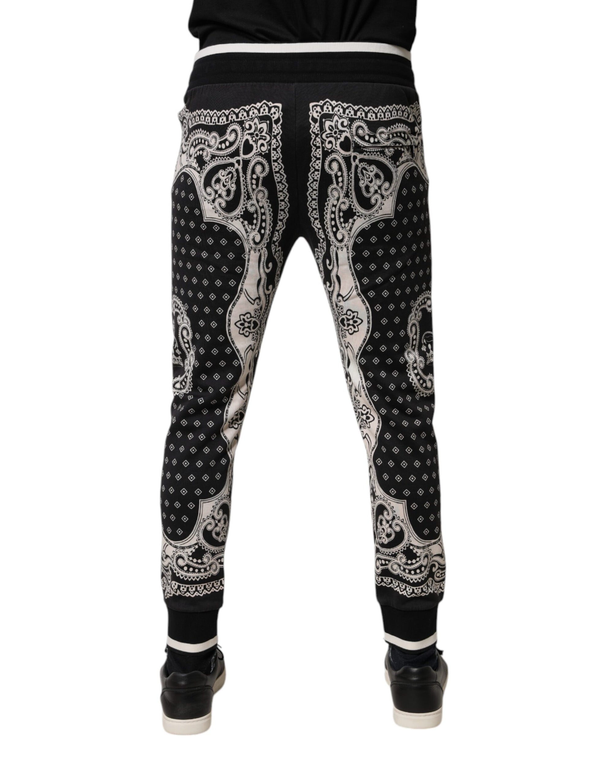 Black Cotton Bandana Jogger Sweatpants Pants