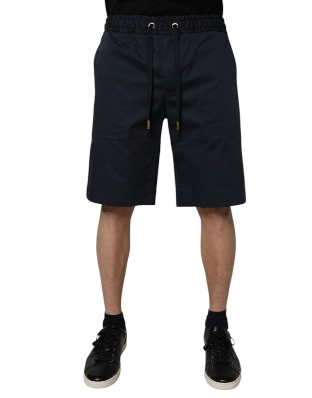 Navy Blue Cotton Stretch Men Bermuda Shorts