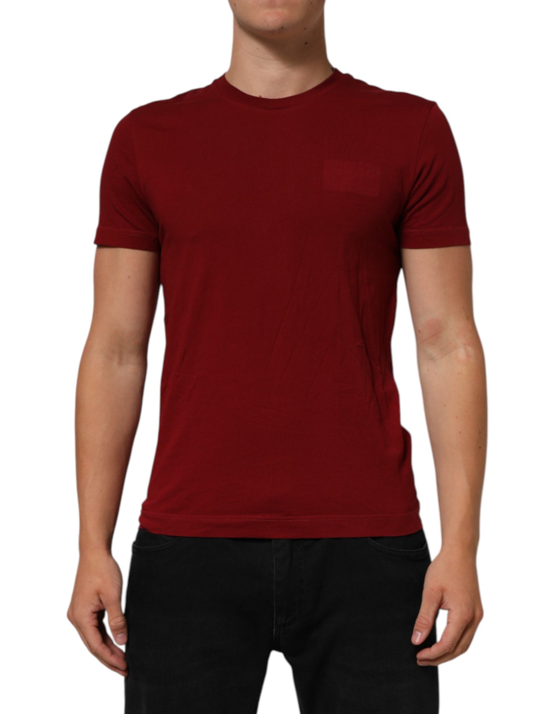 Maroon Cotton Crew Neck Short Sleeves T-Shirt