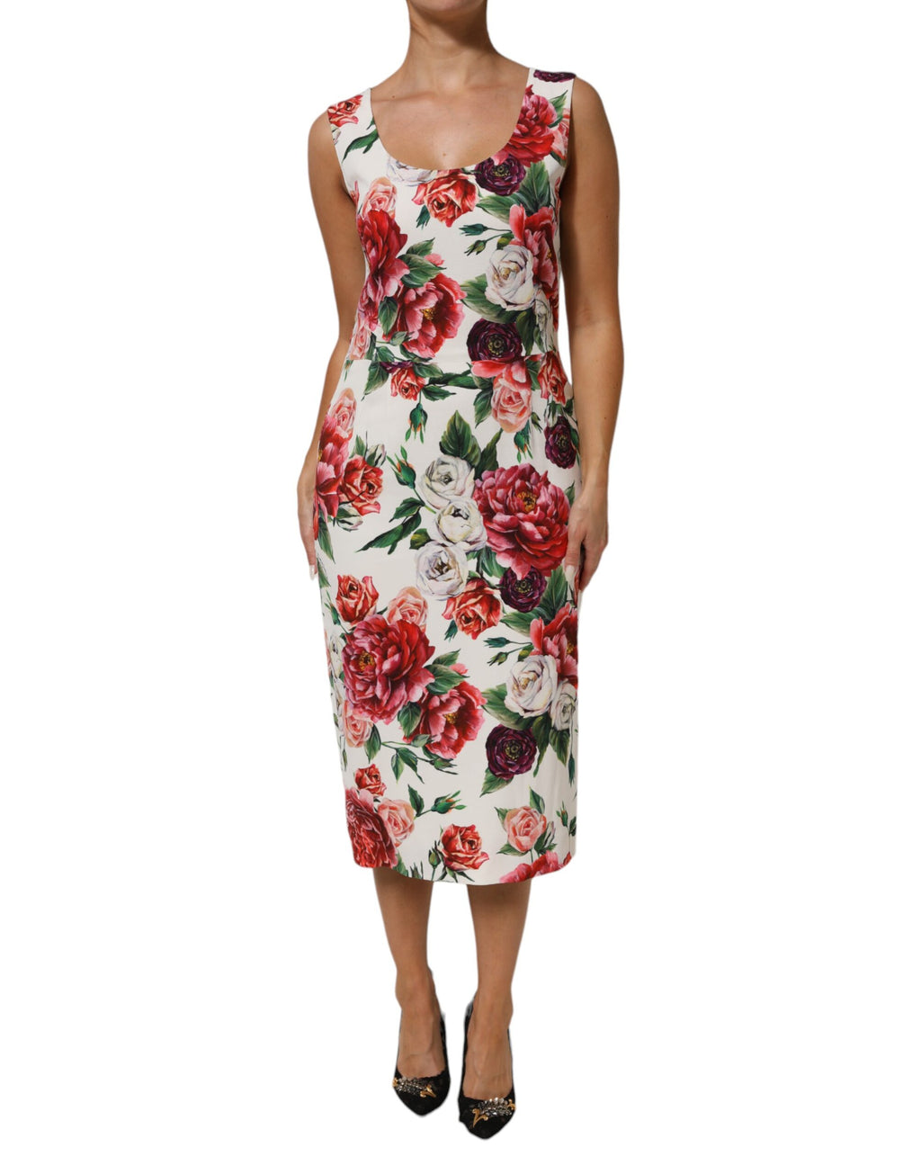 Multicolor Floral Print Viscose Sheath Dress