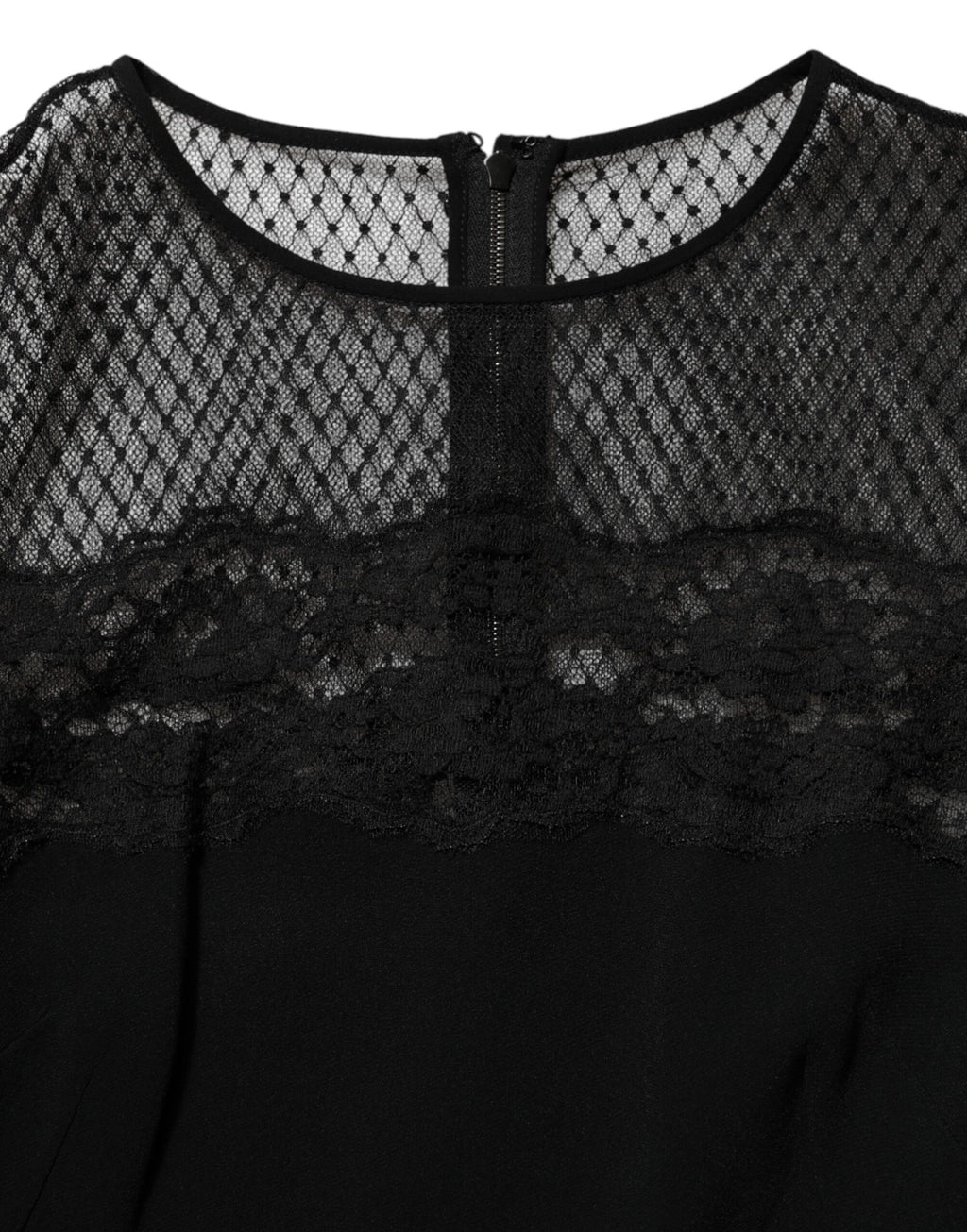 Black Floral Lace Trim Sheath A-line Dress