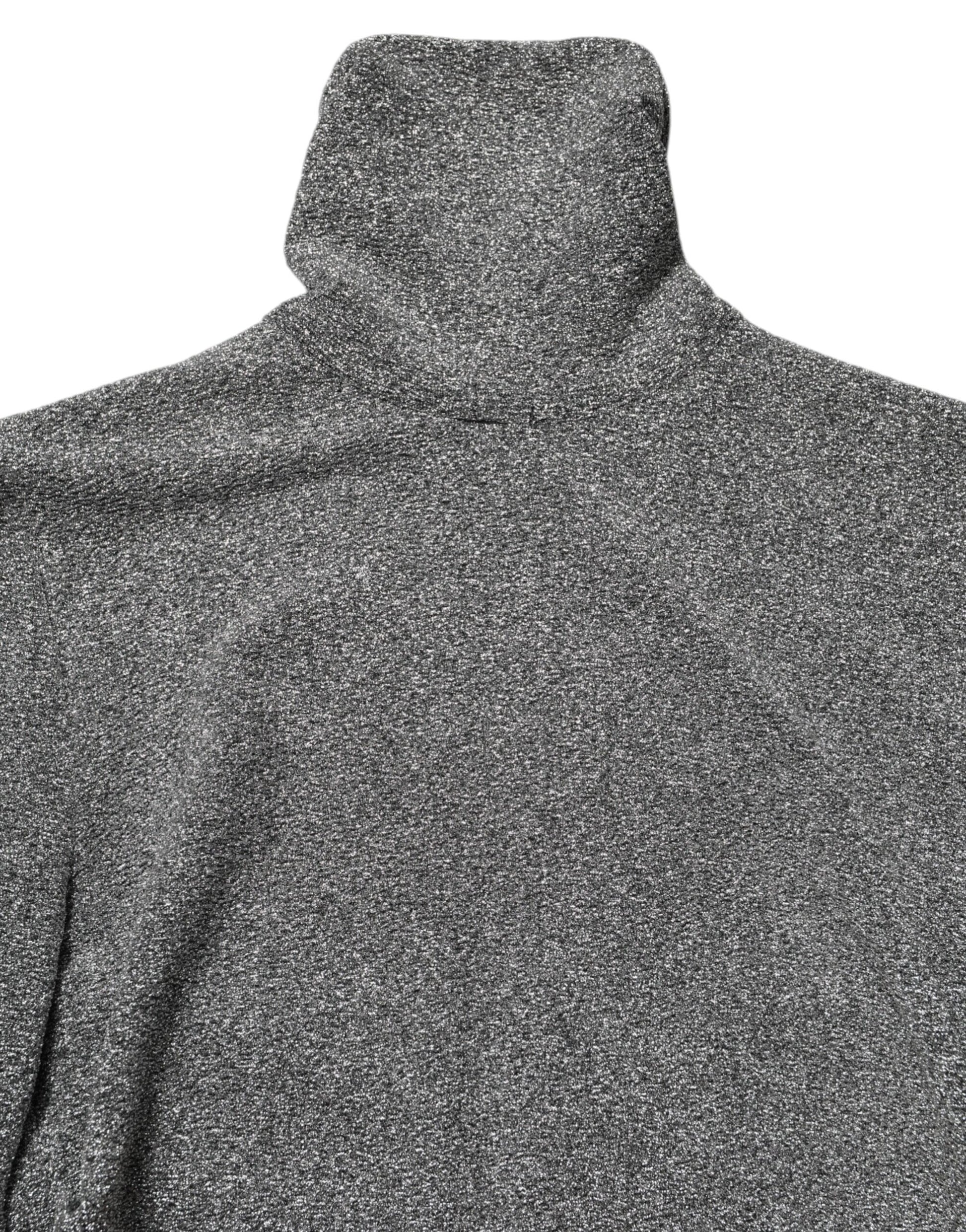 Gray Nylon Bodycon Sheath Long Sleeves Dress