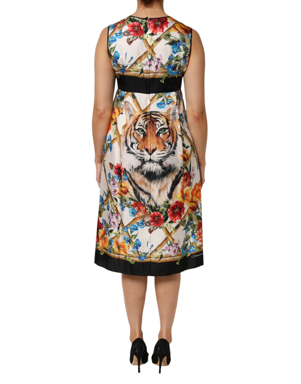 White Tiger Floral A-line Sleeveless Dress