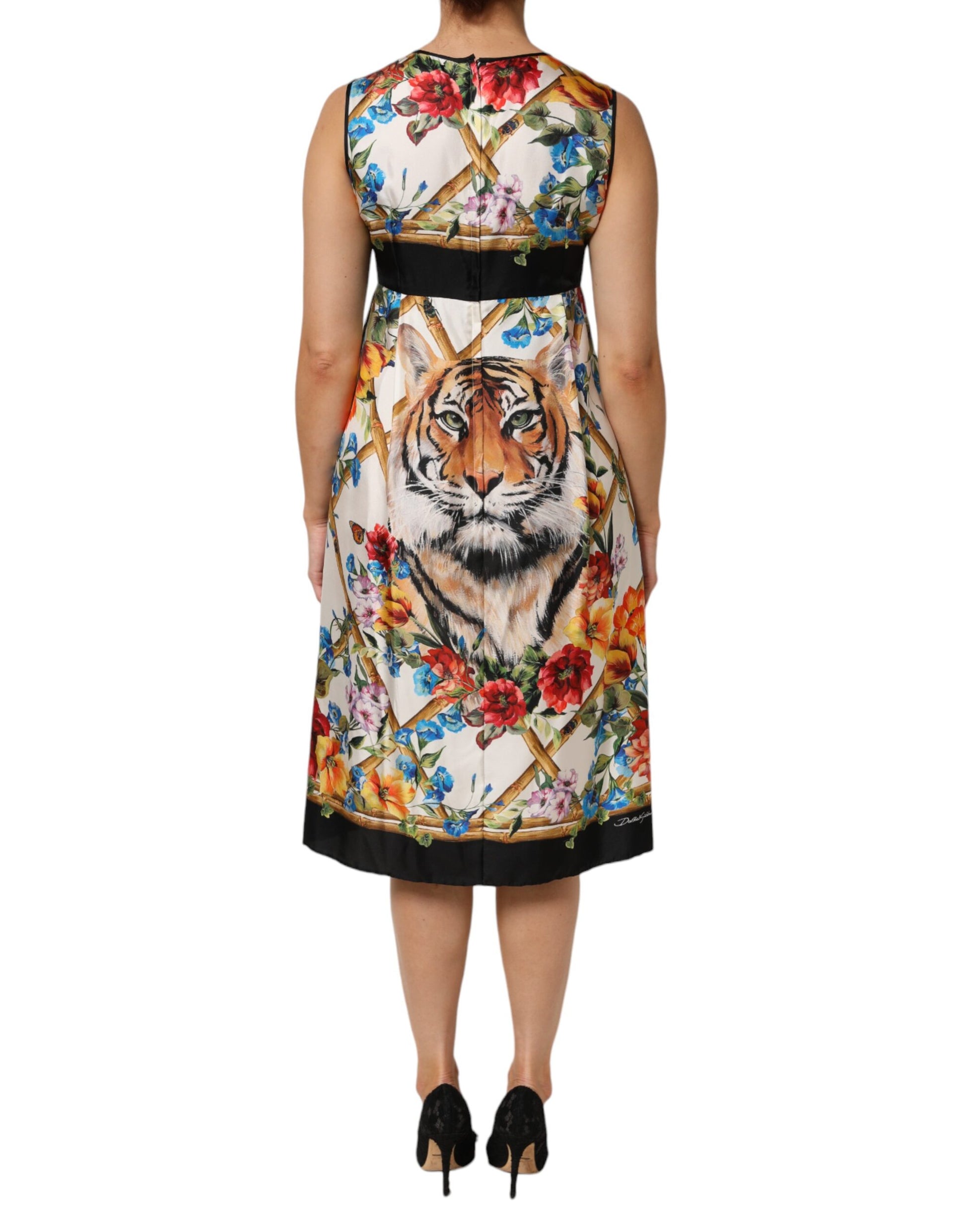 White Tiger Floral A-line Sleeveless Dress