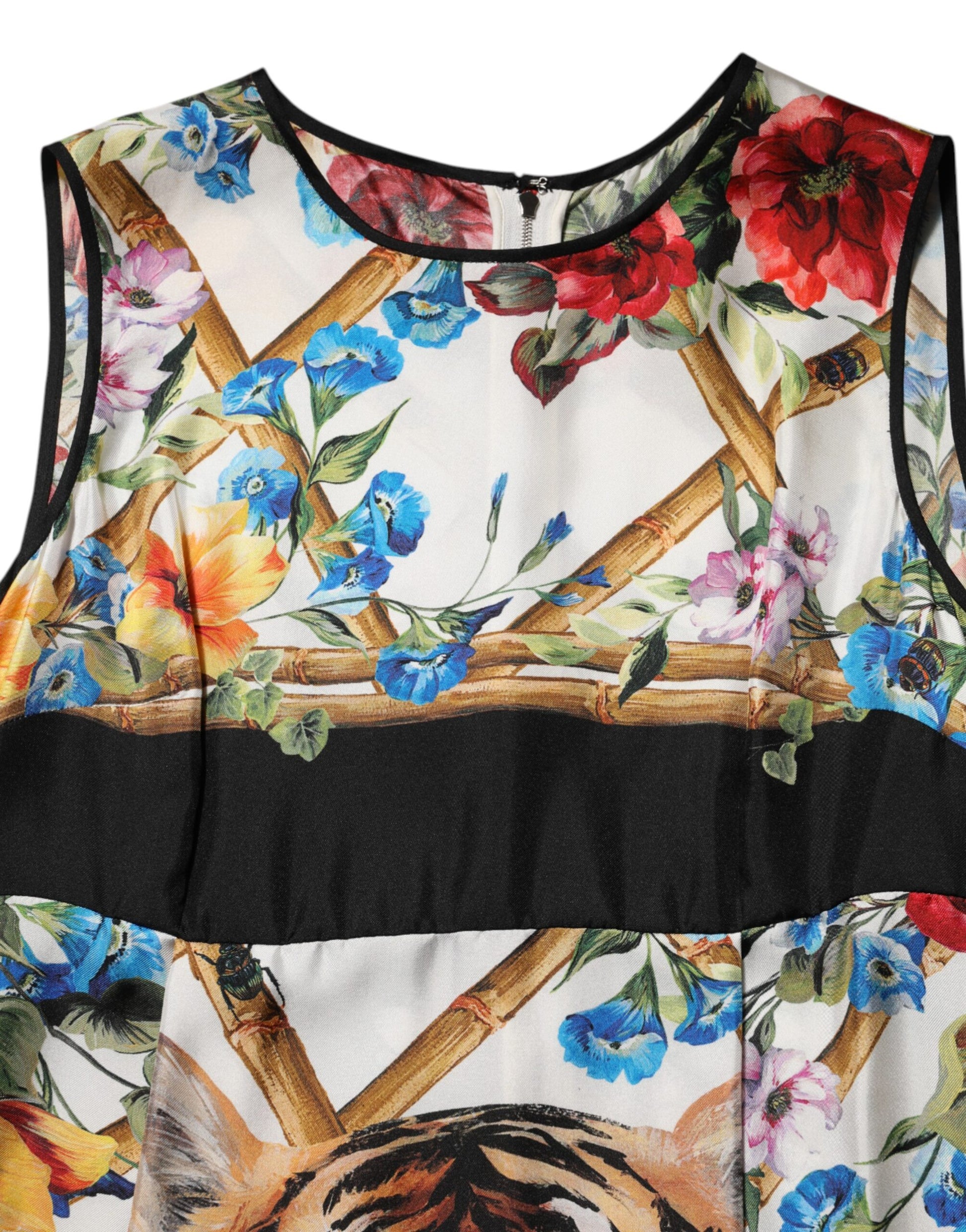 White Tiger Floral A-line Sleeveless Dress