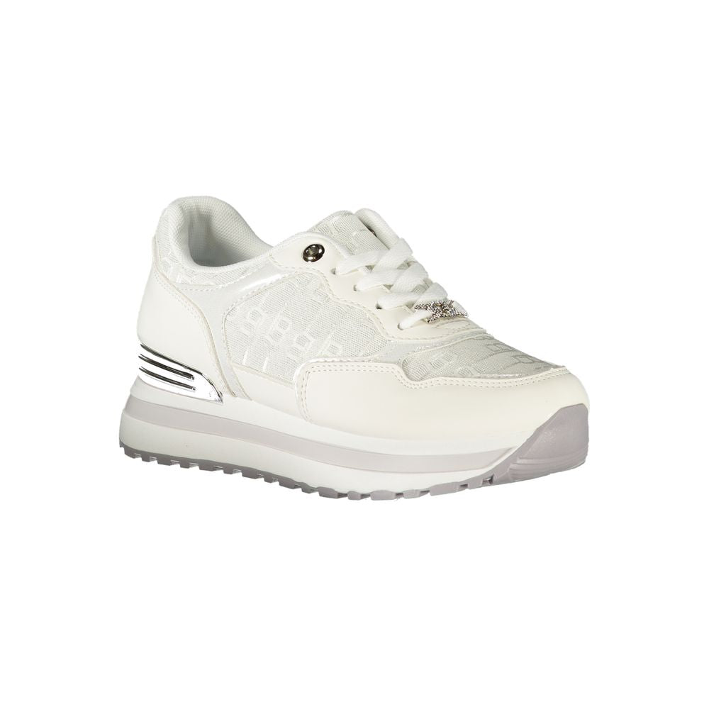 White Polyester Women Sneaker