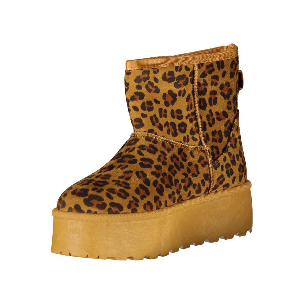 Brown Polyester Women Boot