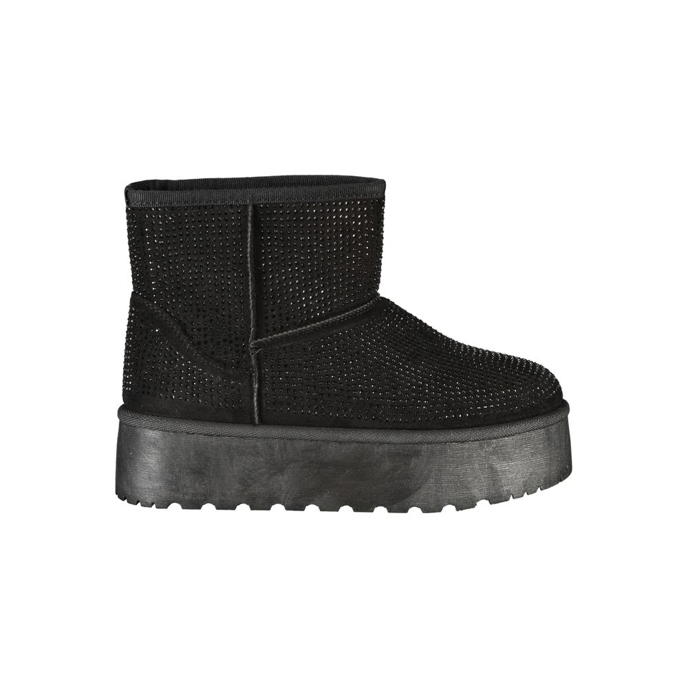 Black Polyester Women Boot