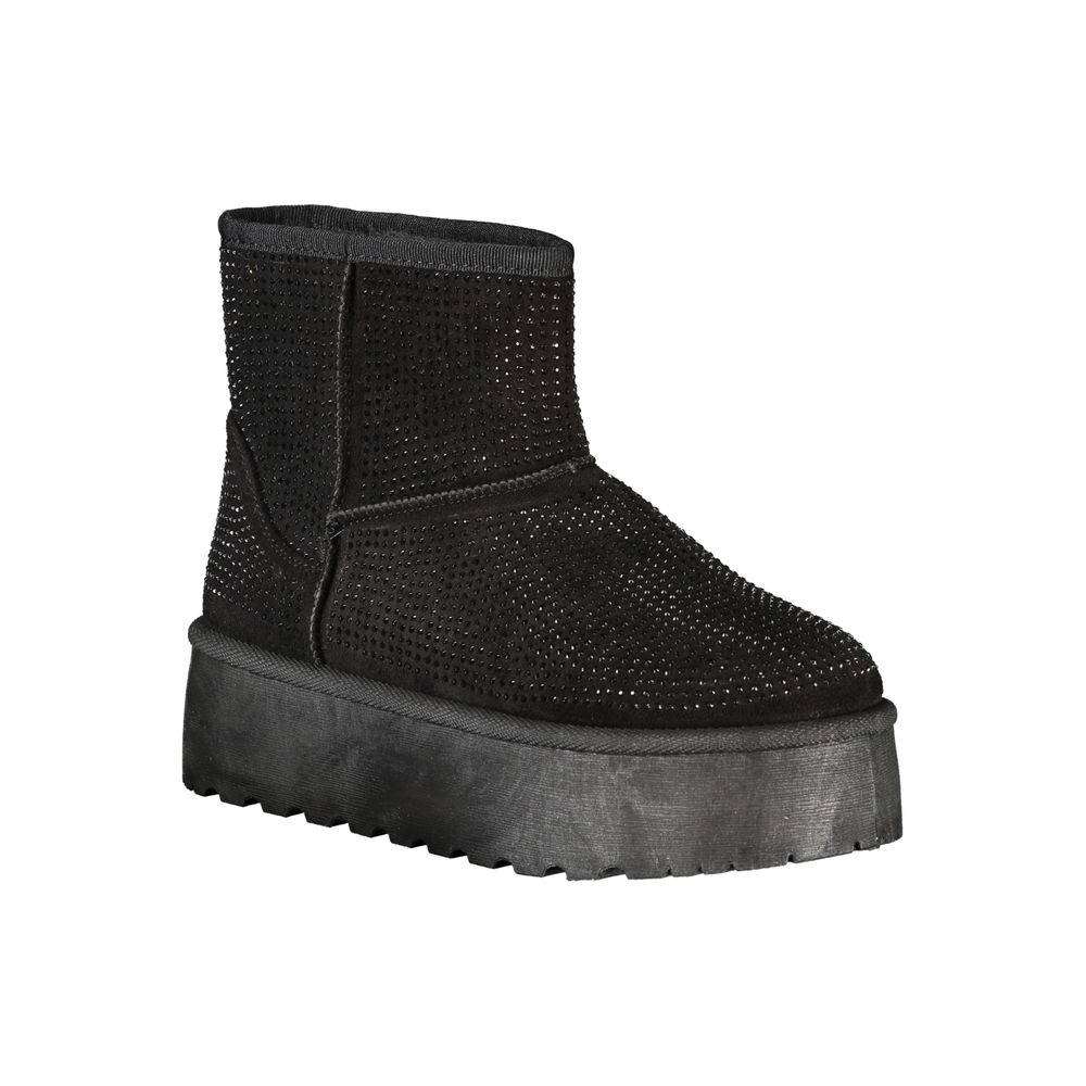 Black Polyester Women Boot