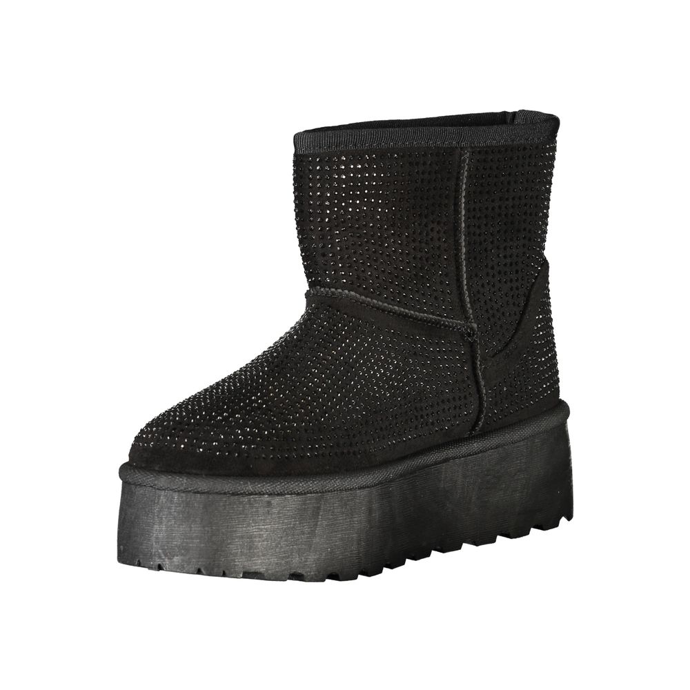 Black Polyester Women Boot