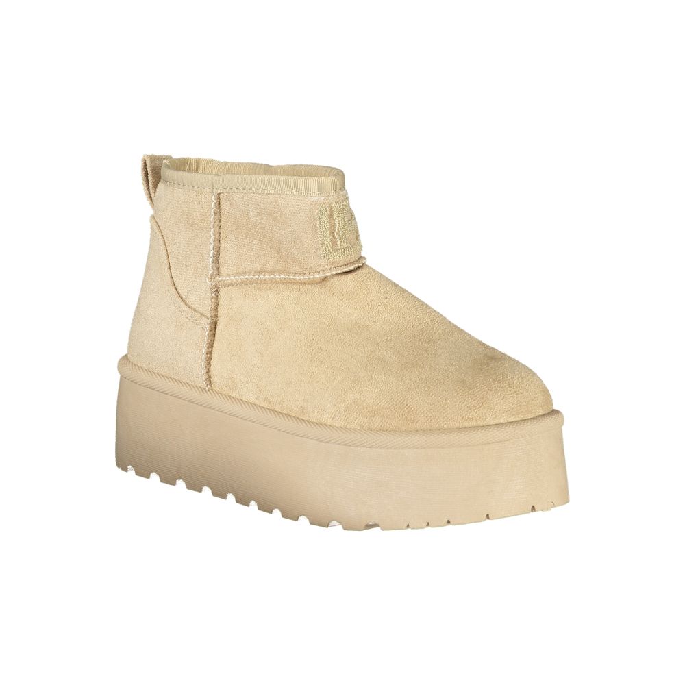 Beige Polyester Women Boot