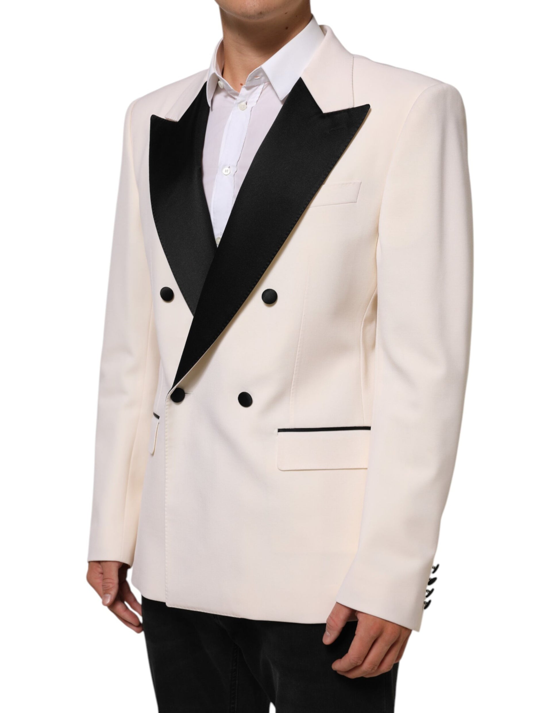 White SICILIA Double-Breasted Suit Blazer