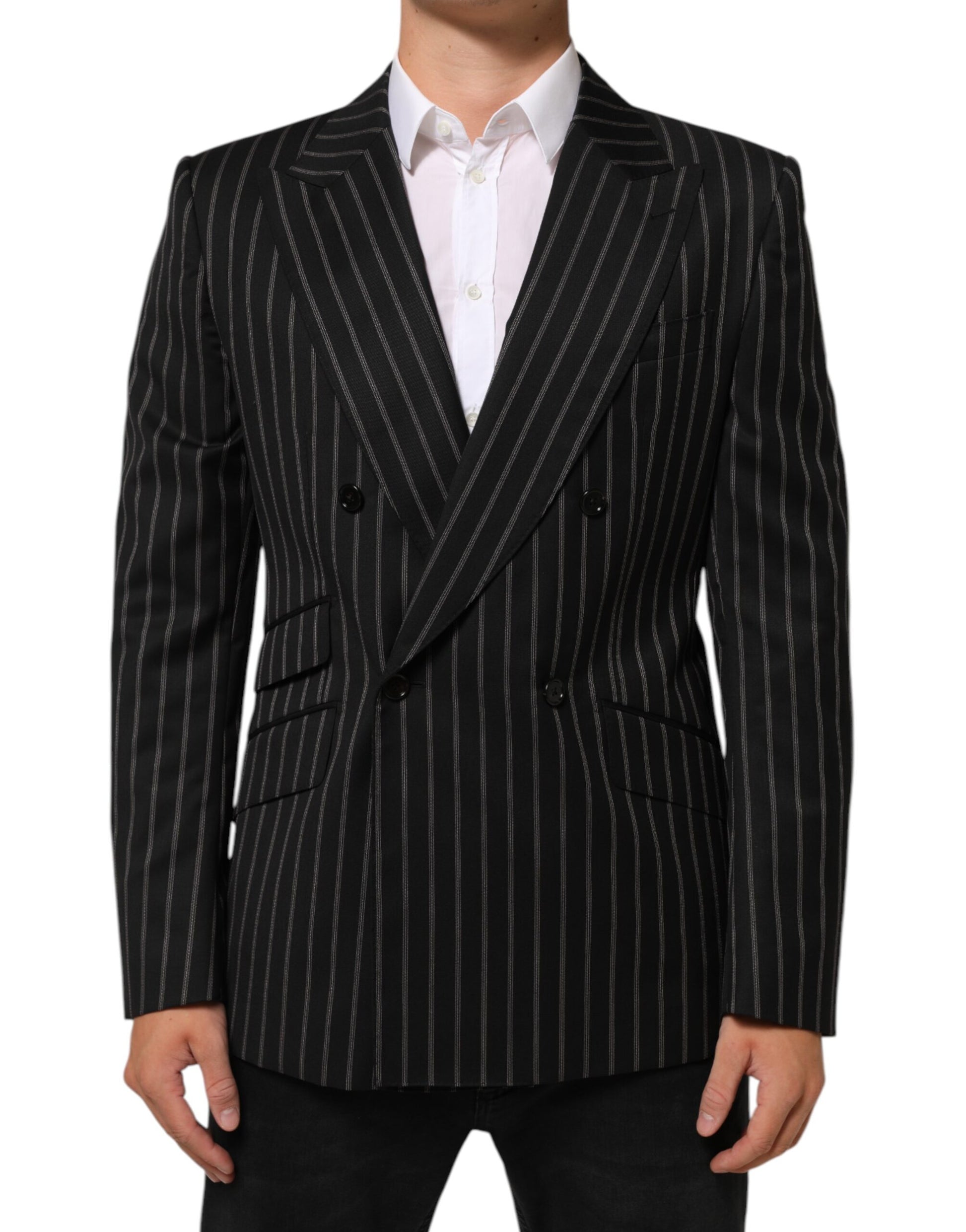 Black Stripes SICILIA 1 Button Suit Blazer