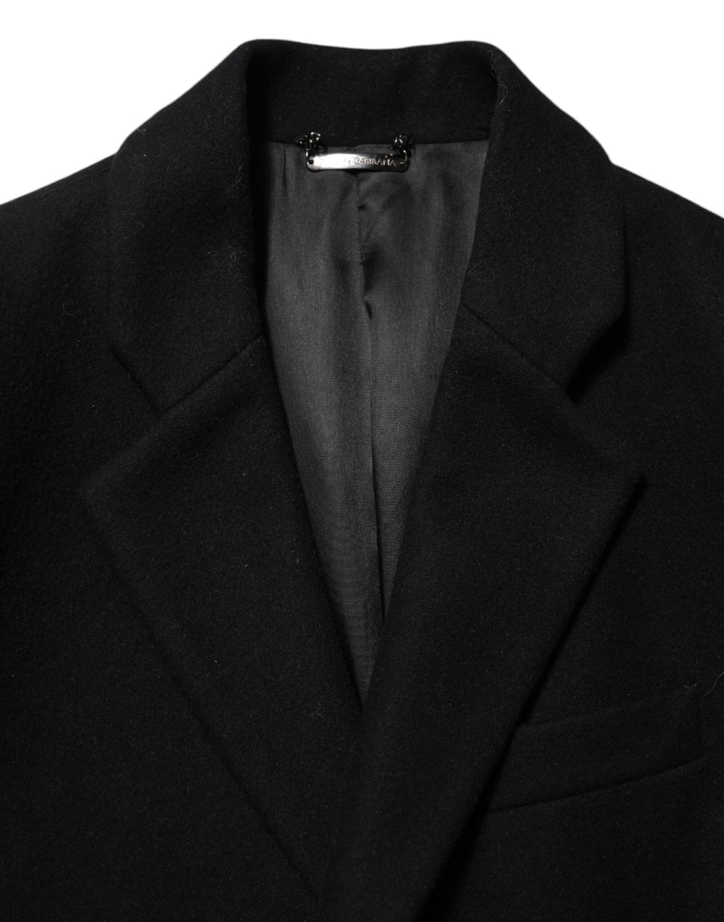 Black Wool Buttoned Men Trench Coat Jacket