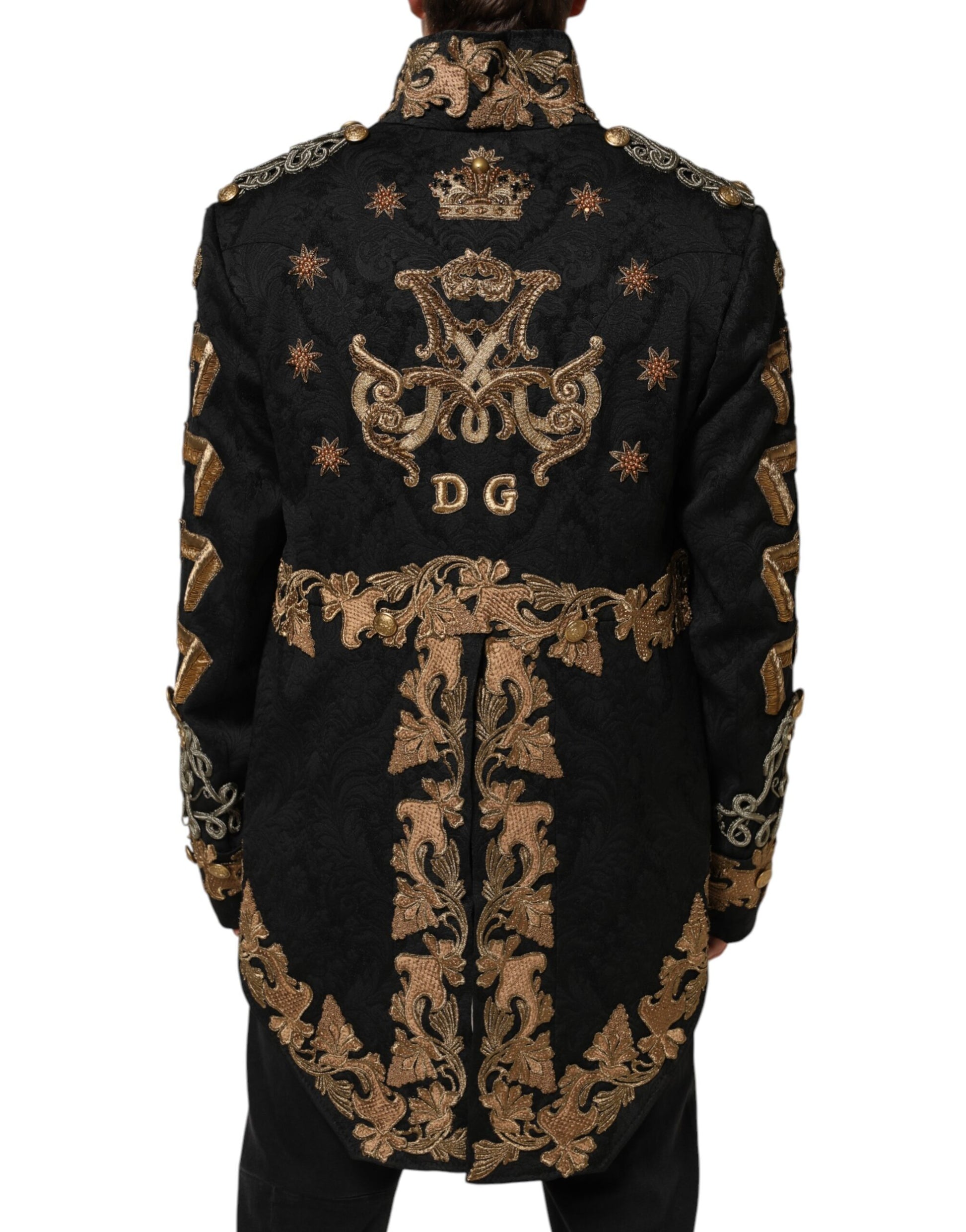 Black Brocade Embroidery Men Coat Jacket