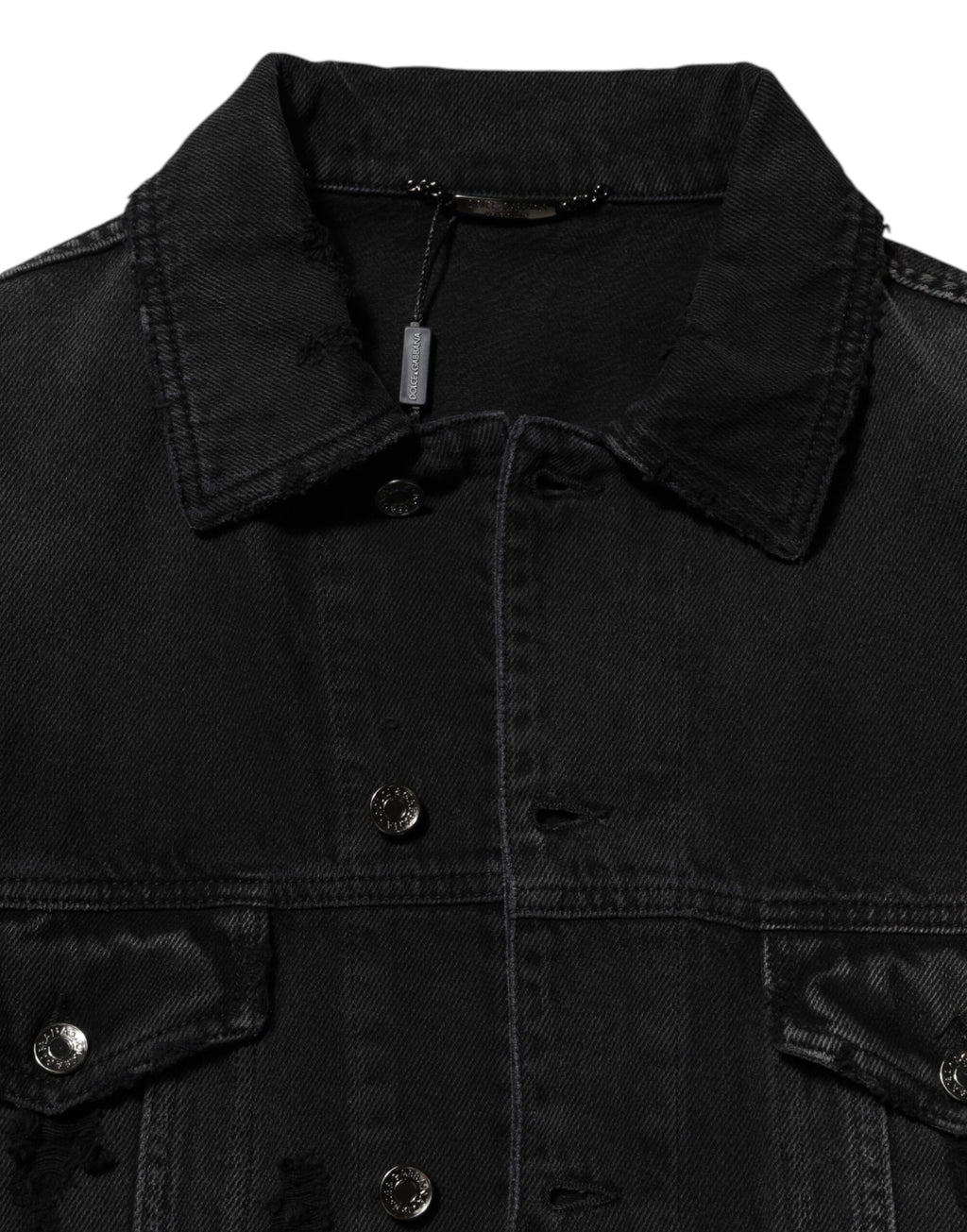 Black Cotton Stretch Denim Blouson Jacket