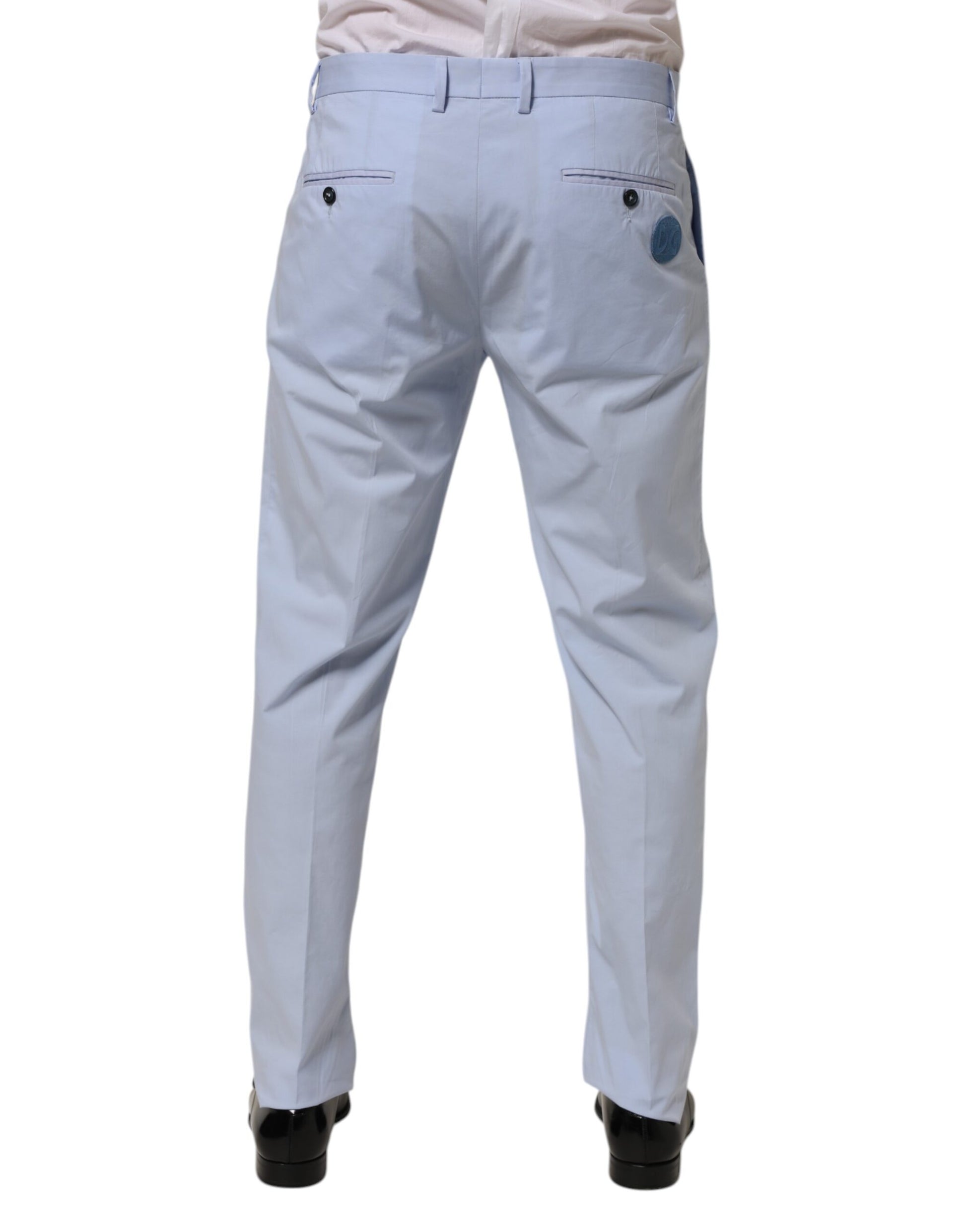 Light Blue Cotton Stretch Tapered Men Trouser Pants