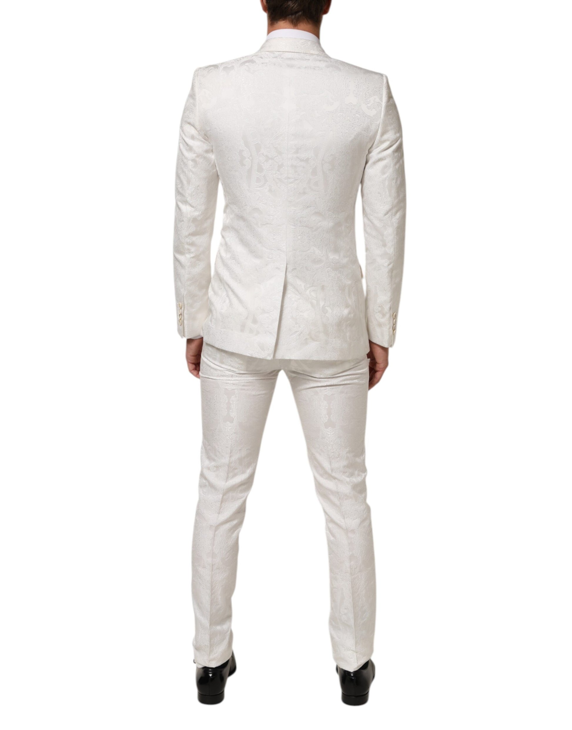 White Brocade 2 Piece MARTINI Formal Suit