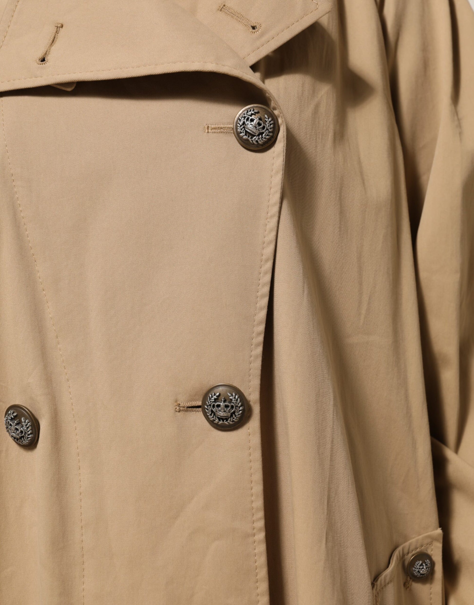 Khaki Double Breasted Trench Coat Jacket