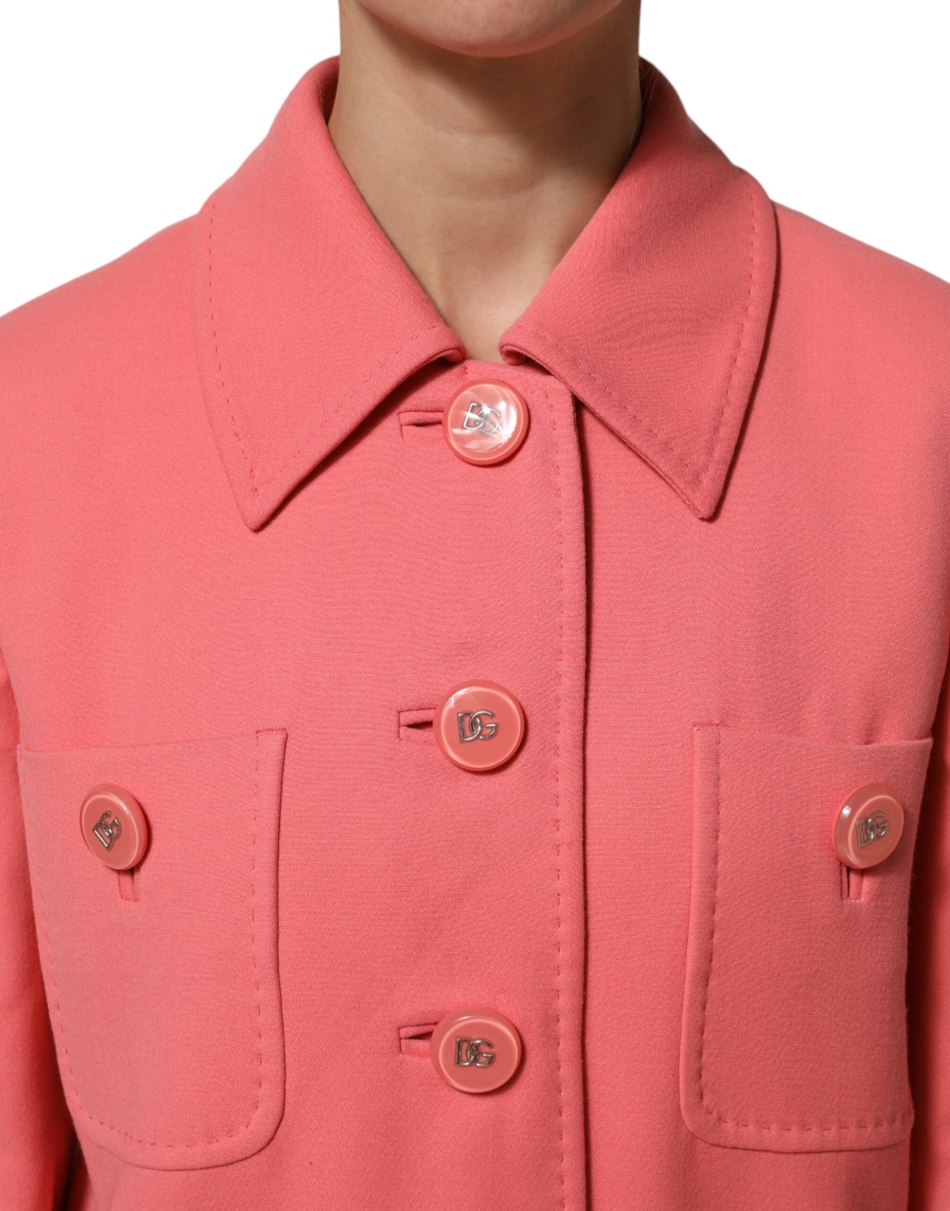 Pink Buttoned Down Trench Coat Jacket
